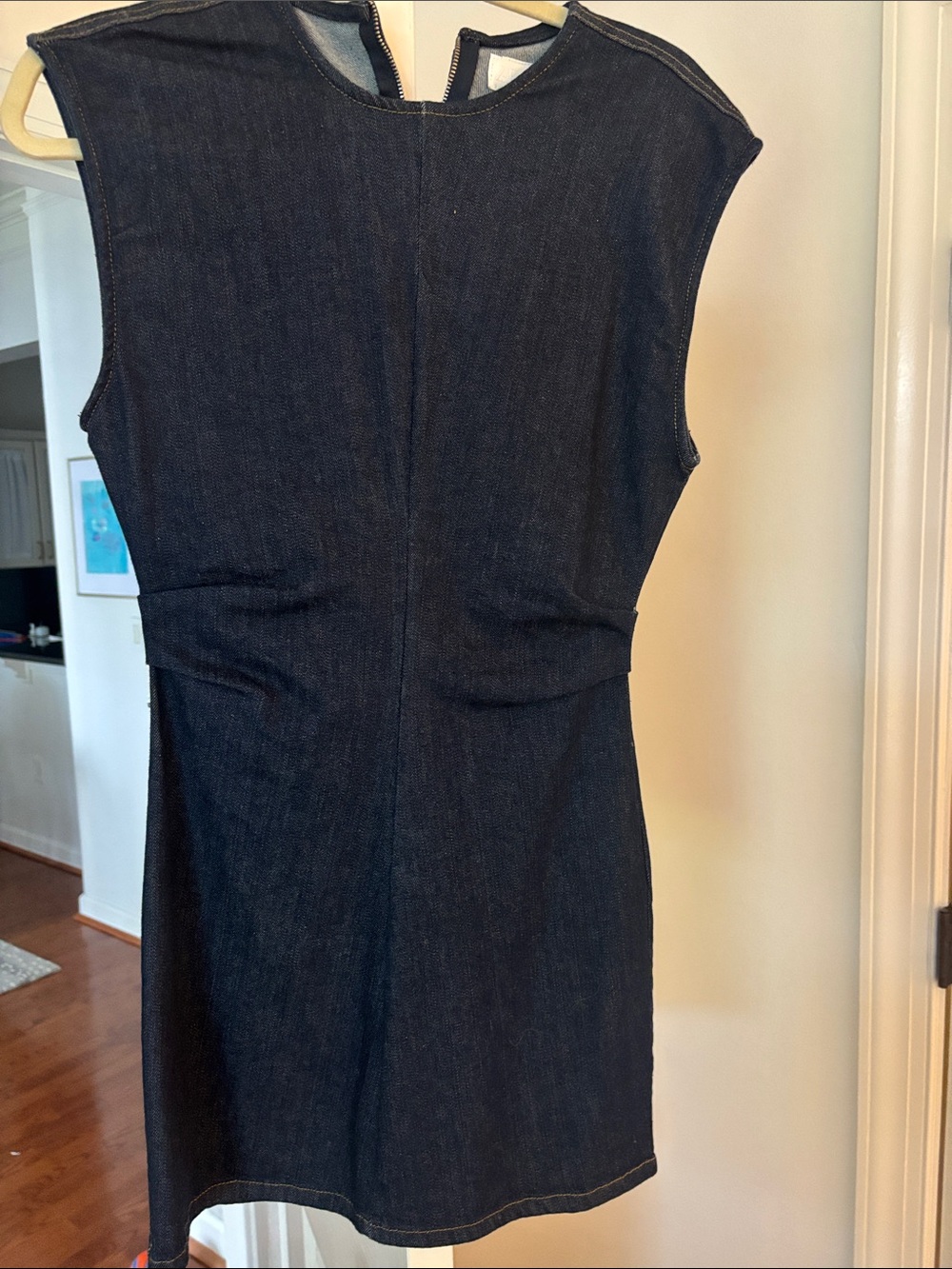 Zara Sleeveless Dark Denim Shift Dress - Black